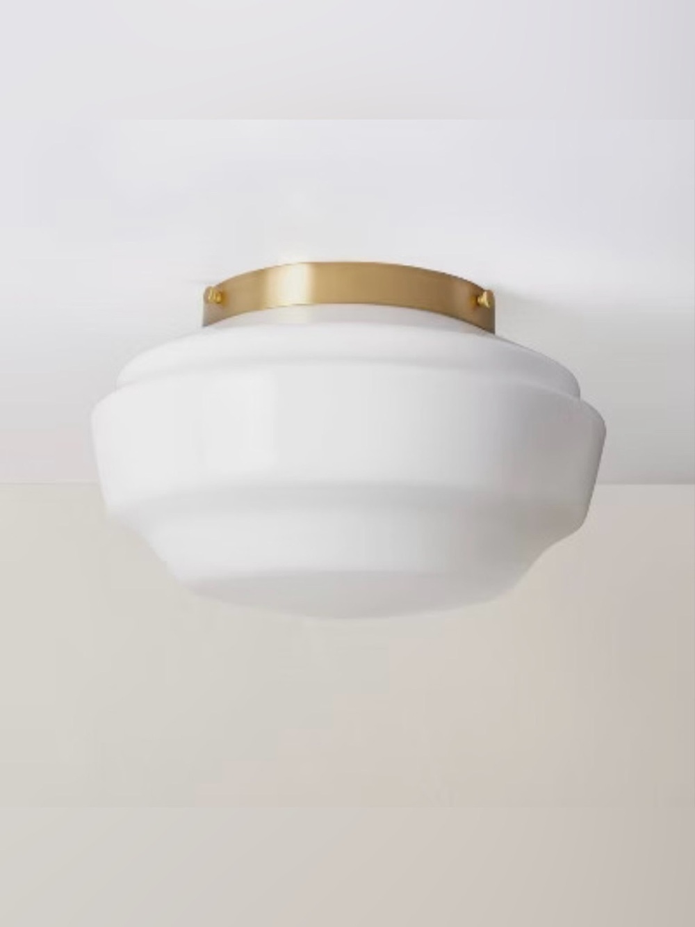 2PK Hearth and Hand Magnolia Milk Glass Flush Mount Celling Light Brass Finish